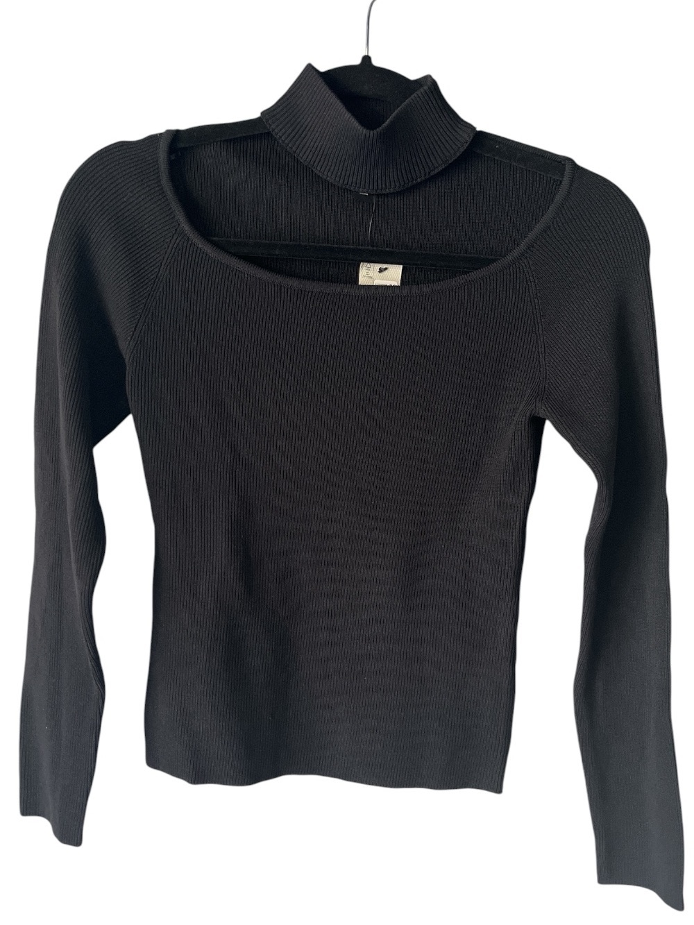NWT River Island Black Ribbed Mock Neck Sweater Top 8
